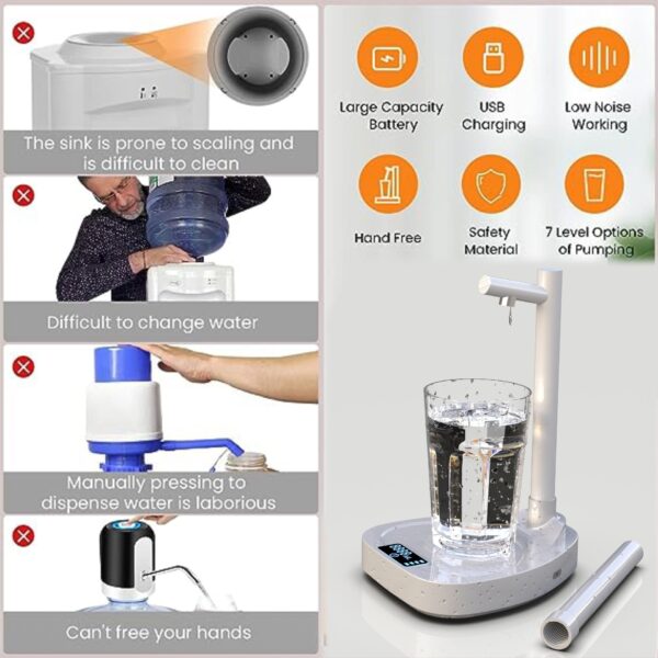 Added Extension Tupe Water Dispenser Automatic Water Bottle Desktop Rechargeable Water Dispenser With Stand - Image 8