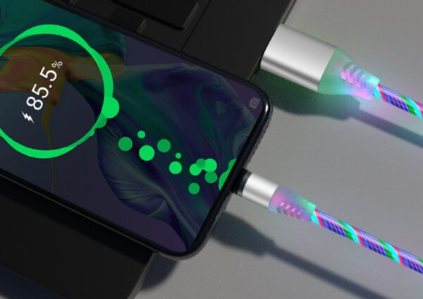 Compatible with Apple, Flowing Ligh Magnetic Streamer Data Line Cable for Iphone Android Typec - Image 4