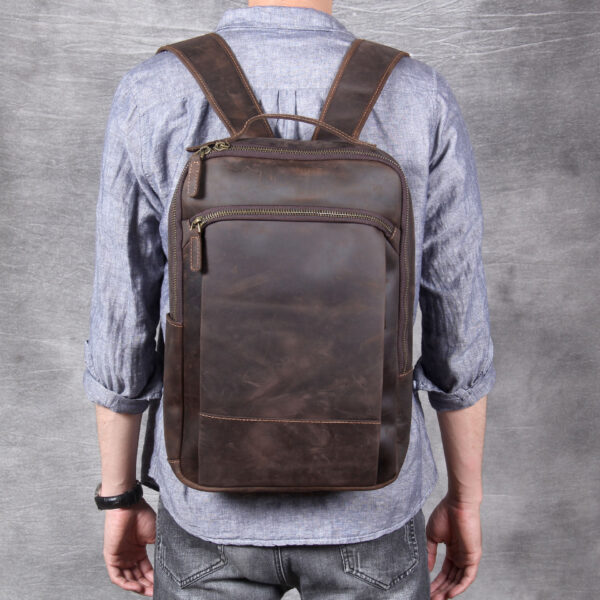 Vintage Crazy Horse Skin Backpack - Image 5