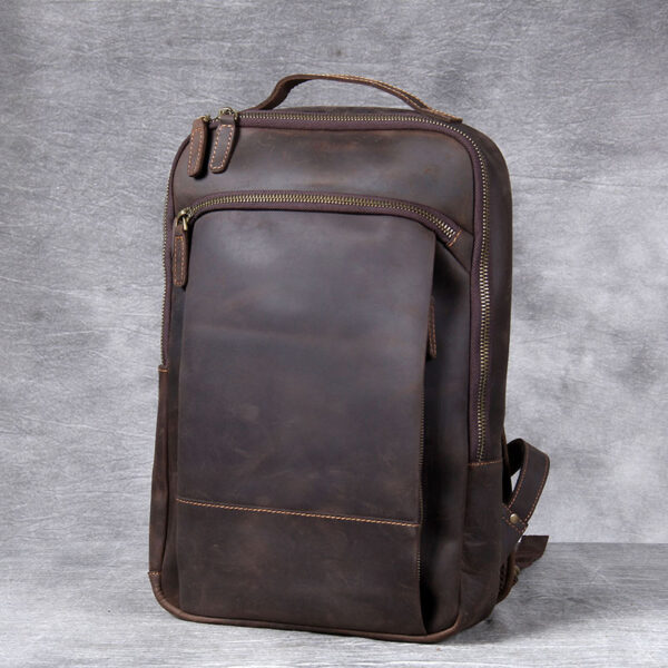 Vintage Crazy Horse Skin Backpack - Image 3