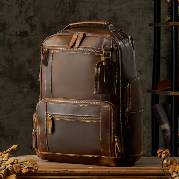Handmade Leather Backpackage Men's British Style Retro - Image 6