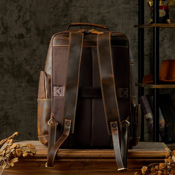 Handmade Leather Backpackage Men's British Style Retro - Image 4