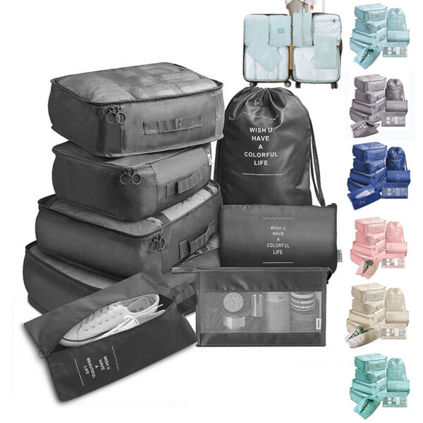 8-piece Set Luggage Divider Bag Travel Storage Clothes Underwear Shoes Organizer Packing Cube Bag - Image 8