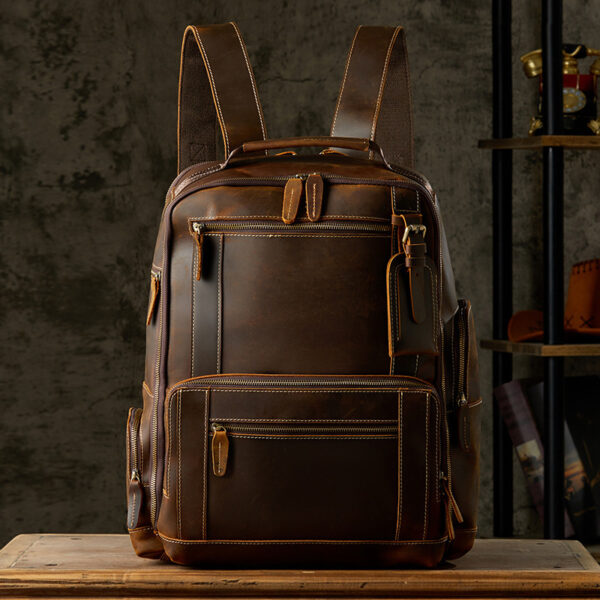 Handmade Leather Backpackage Men's British Style Retro - Image 9