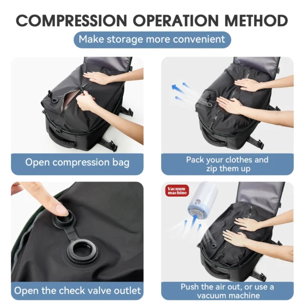 Vacuum Backpack Travel Bag for Men Large Capacity airback Backpack Business Laptop Backpack Women Expandable Backpack School Bag - Image 3